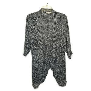 Canyon River Blues M Cardigan Black White Open Front Drape Short Dolman Sleeve